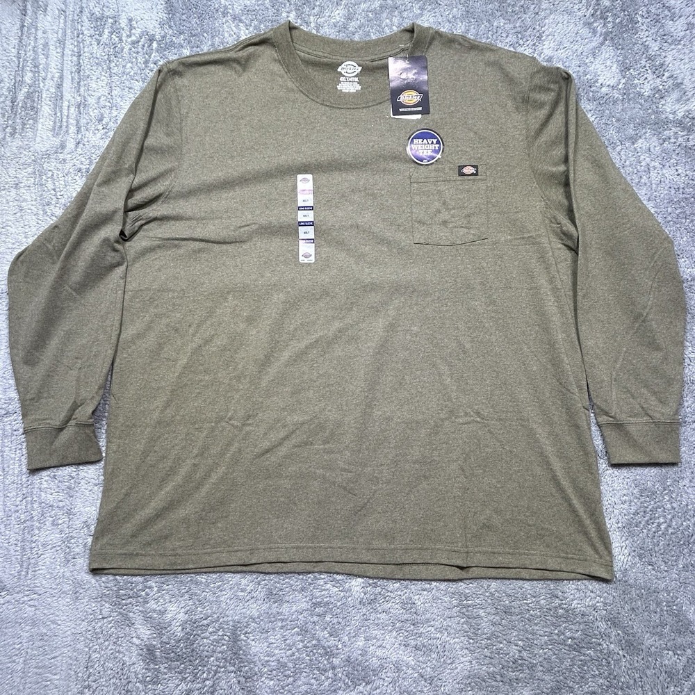 DICKIES HEAVY WEIGHT COTTON BLEND CREWNECK POCKET T-SHIRT GREEN SZ 4XLT TALL NEW